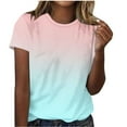 thumbnail image 1 of T-Shirts Dégradés pour Femmes - Mode Col Rond Décontracté Manches Courtes - Hauts Quotidiens Extensibles Doux, Rose T-Shirt Dégradé Mode Col Rond Décontracté, 1 of 5
