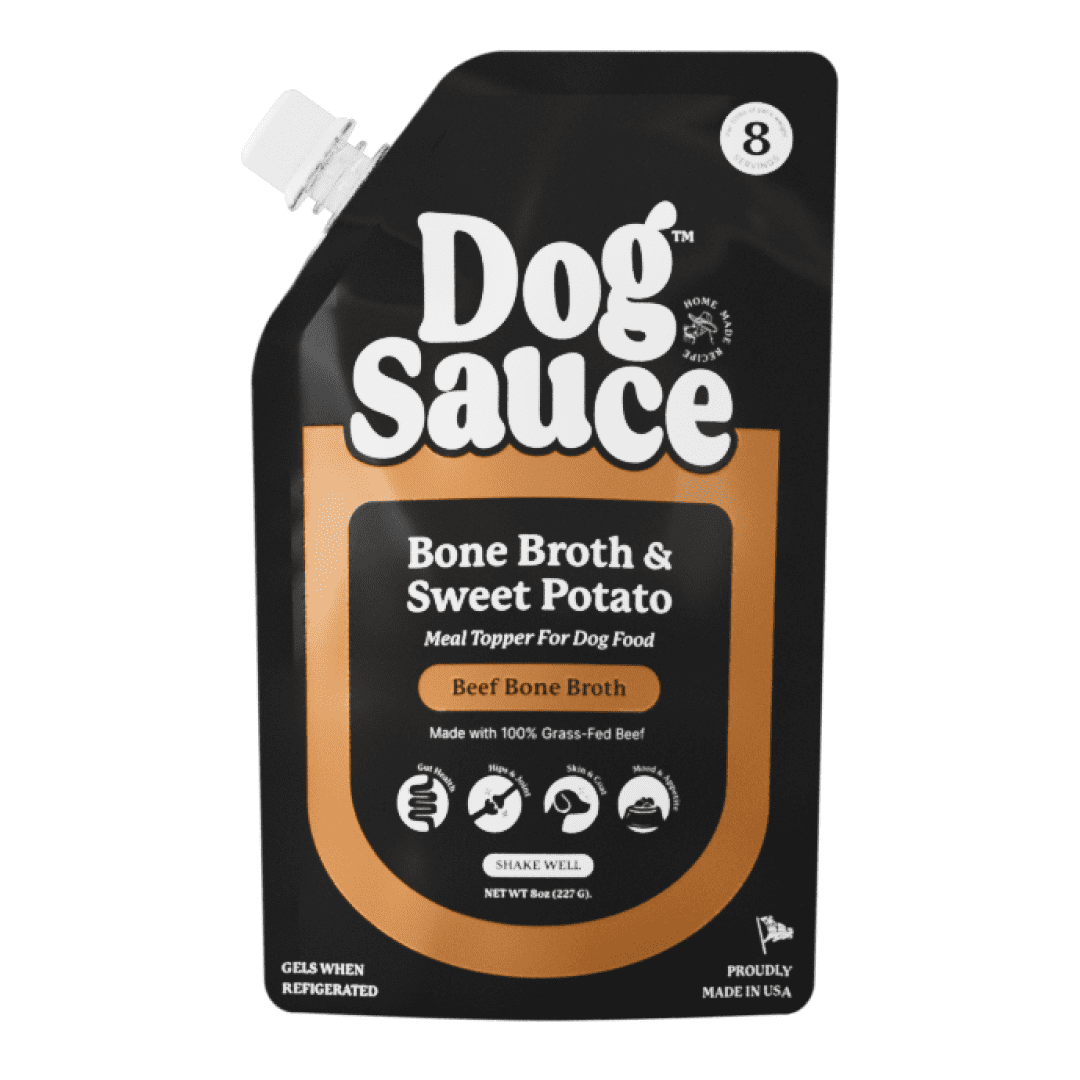 (4 pack) DogSauce Beef Bone Broth and Sweet Potato Meal Topper for Dogs, 8 oz