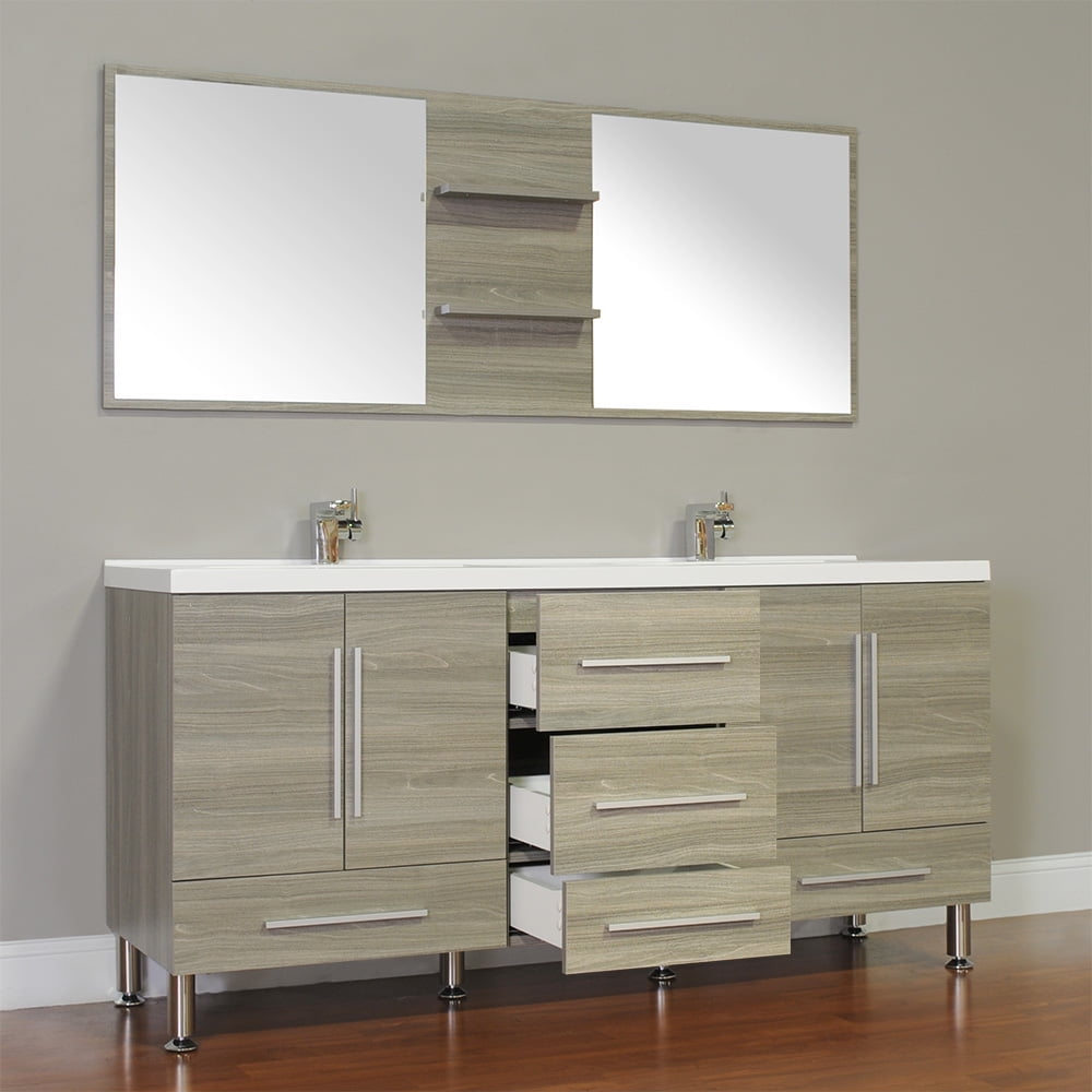 Ripley 67" Double Modern Bathroom Vanity Set In Gray With Mirror - Walmart.com