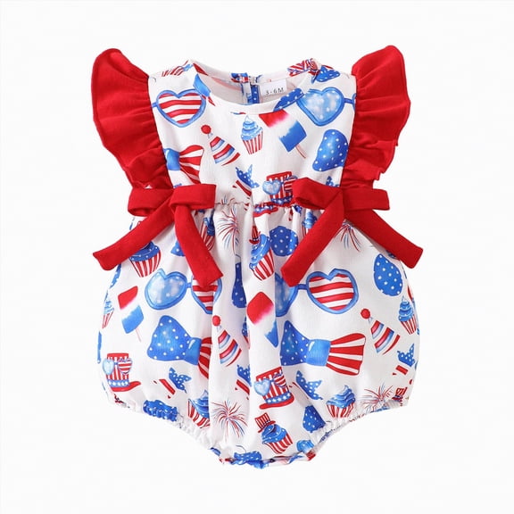 TOWED22 Newborn Baby Girl Romper Summer Sleeveless Checkered Smocked Cute Print Clothes Outfit Jumpsuit with Bow Headband Blue,12-18 M