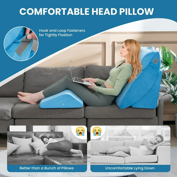 Gymax 4 PCS Bed Wedge Pillow Incline Head Support Rest Memory Foam