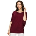thumbnail image 3 of Made by Johnny Women's Scoop Neck Half Sleeve Batwing Dolman Top XXXL WINE, 3 of 6