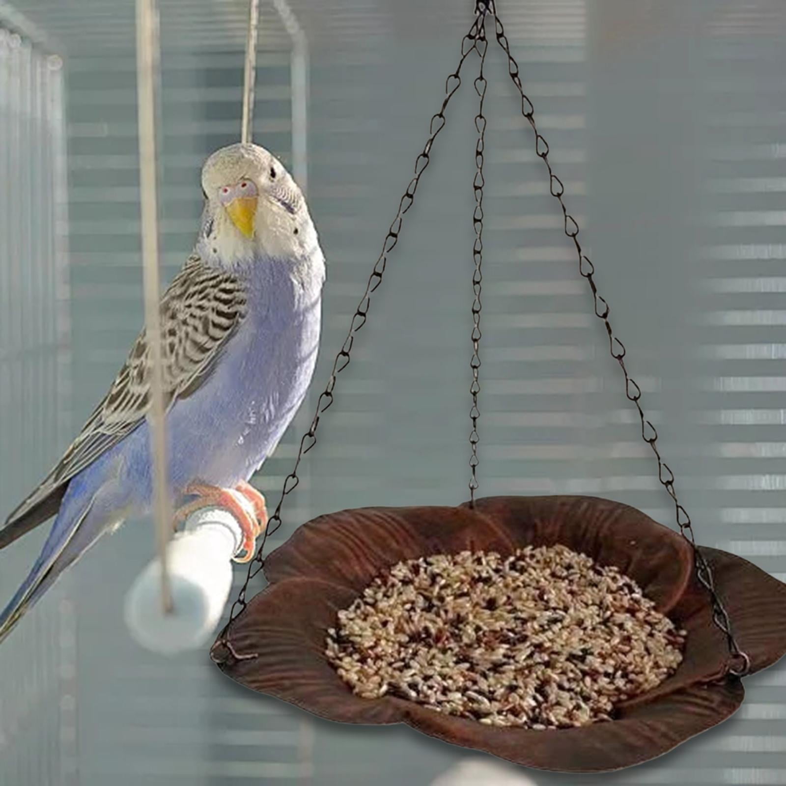 simhoa Outdoor Hanging Bird Feeder Bird Bath Bird Food Holder for Yard Lawn Outside Bronze