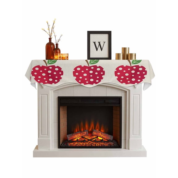 Red Apples Fireplace Mantel Scarf Cover 60"Wx17"L,Fireplace Mantel Shelf Top Runner,Watercolor Botanical Modern Abstract Art Mantle Dresser Scarves Table Runner for Holiday Party Living Room Decor