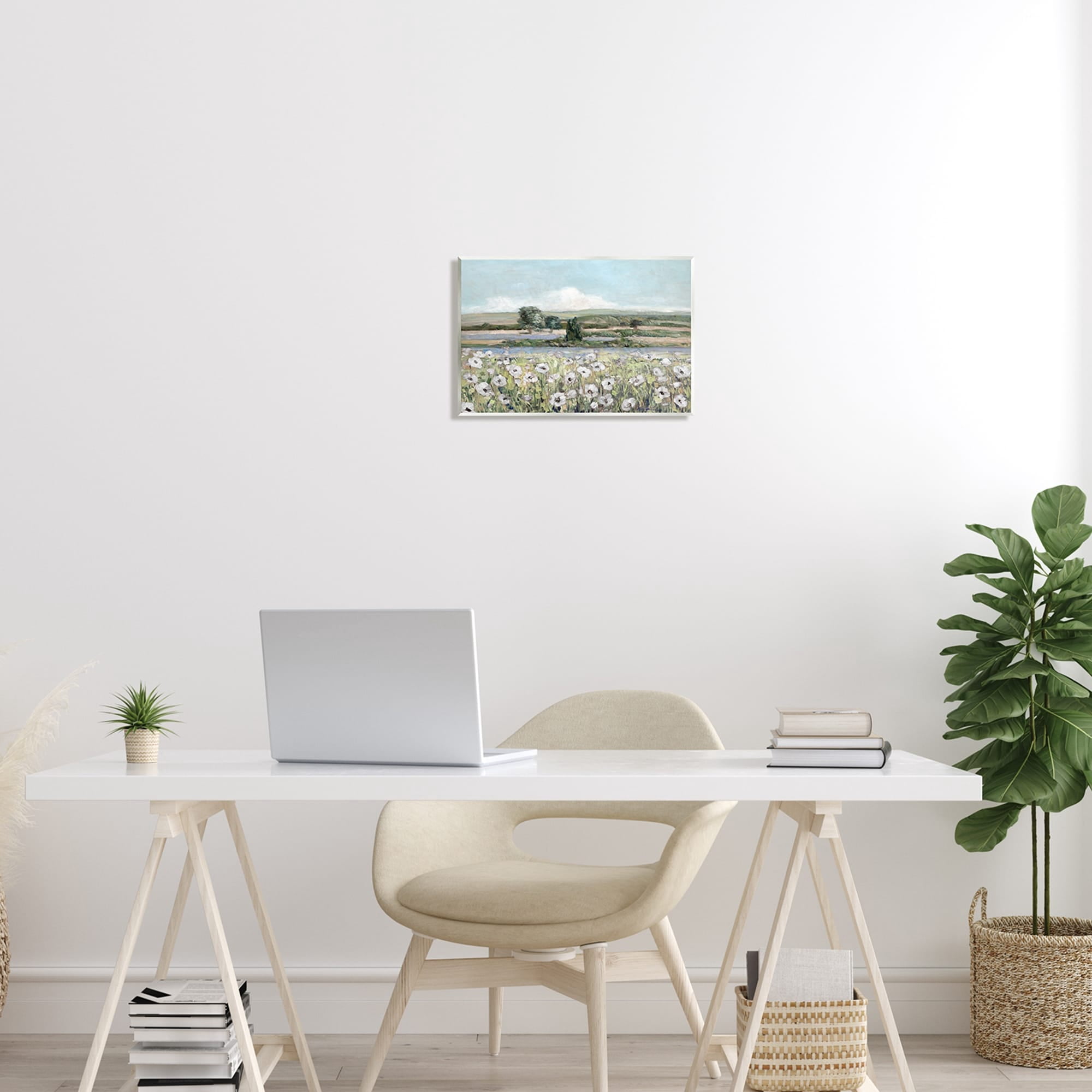 Stupell Industries Rural Flower Meadow Countryside Flowing Streams View Painting Unframed Art Print Wall Art, Design by Sally Swatland