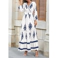 thumbnail image 3 of PRETTYGARDEN Women's Fall Wedding Guest Dresses Boho Floral Long Sleeve V Neck Flowy Elegant Maxi Dress Beach Clothes, 3 of 6