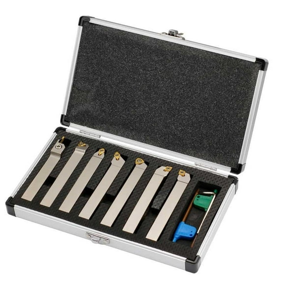 FindBuyTool 7-Piece Indexable Lathe Tool Set, 1/2" Shank, Turning Parting Grooving Threading Tools with Virgin-Carbide Inserts
