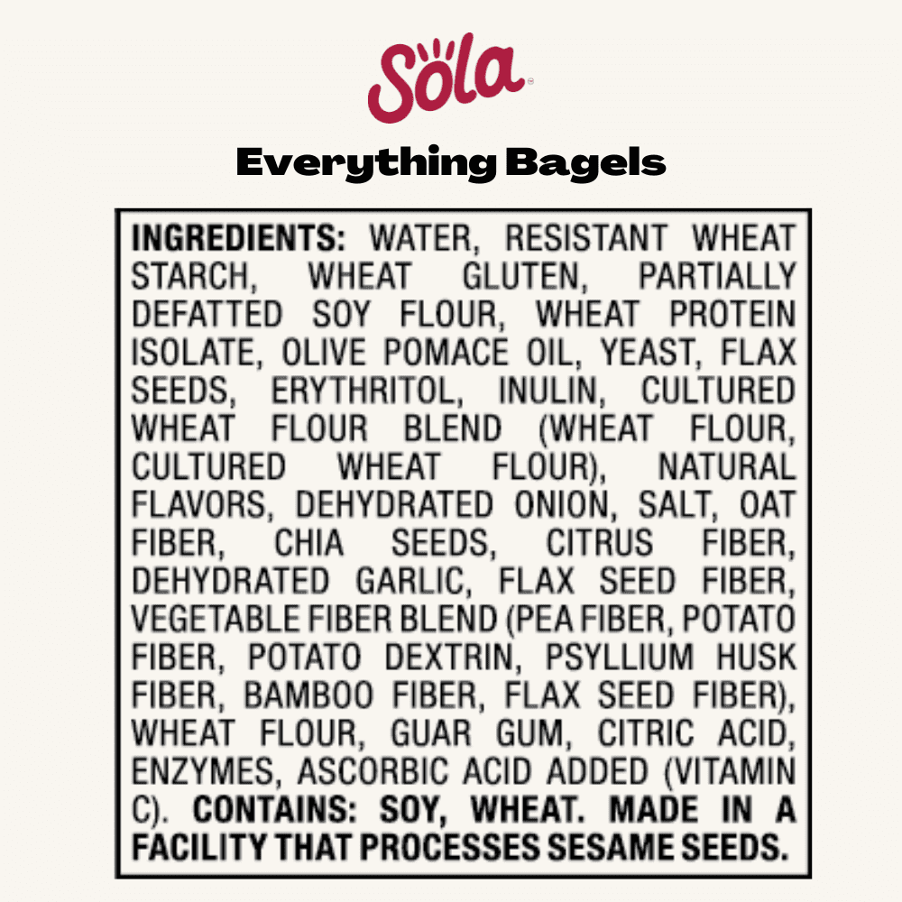 Sola Bread Wheat Everything Bagels, Non-GMO, 12.4 oz, 4 Count ( PACK OF 2 ) FREE CHOCOLATE HERSHEY'S