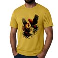 thumbnail image 7 of felwors Womens Fighting Rooster Graphic T-Shirt, Two Roosters Fighting Vintage Print Short Sleeve Tee, Soft Cotton Casual Top (Yellow, XL), 7 of 7