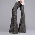 thumbnail image 2 of Sparkly Sequin Flared Pants for Women Y2k Slim Fit Elastic Waist Wide Leg Shiny Sequins Pants Rave Outfits Clubwear, 2 of 5