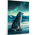 thumbnail image 3 of Siberian Husky Christmas Canvas Wall Art Cute Dog Sitting Winter Night Snow Picture Prints Painting Vintage Artwork for Home Decor Frame, 3 of 6
