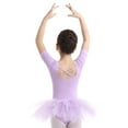 thumbnail image 5 of Sinleey Kids Girls Short Sleeves Ballet Dance Tutu Leotard Dress Ballerina Gymnastic Performance Costume Purple 3-4, 5 of 7