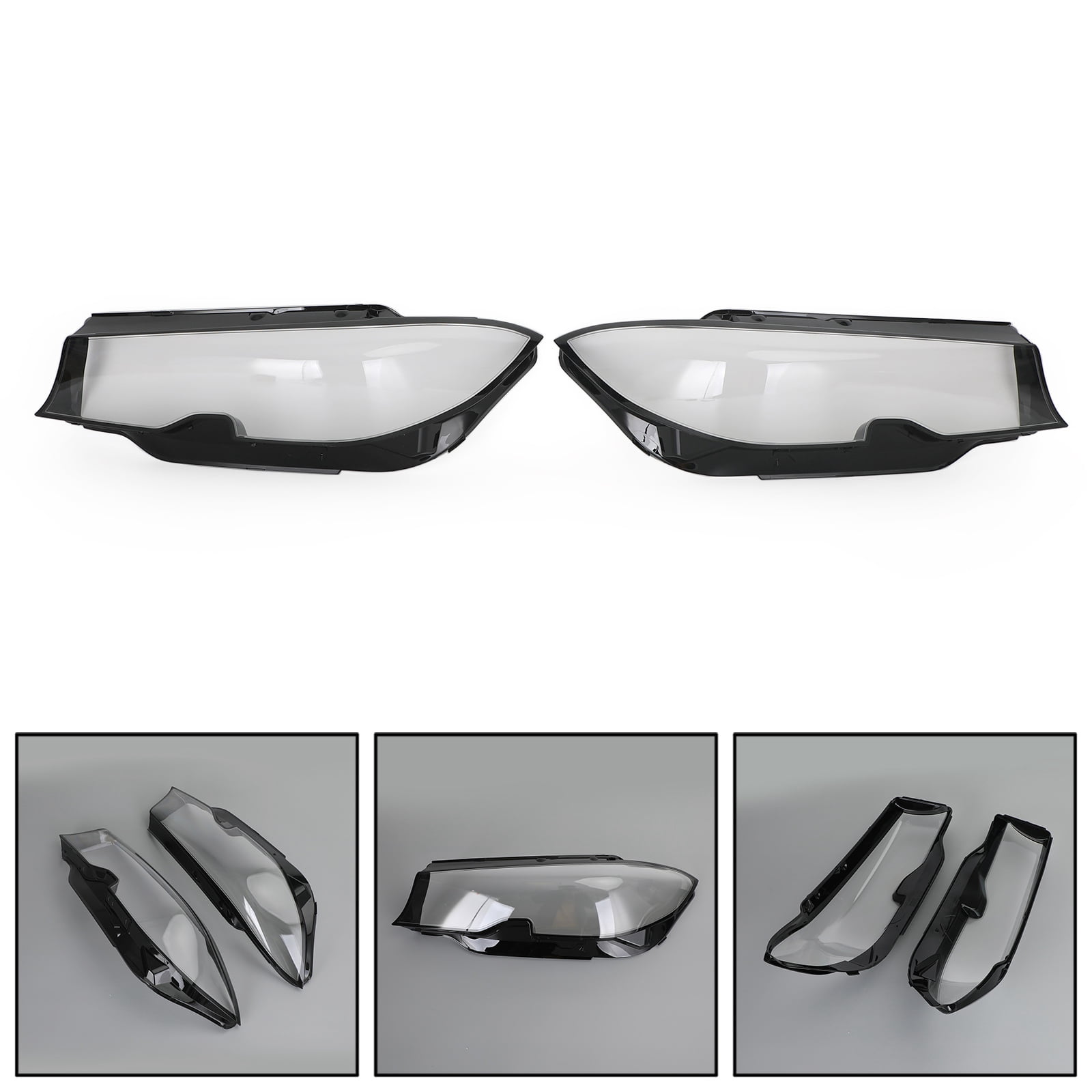 Left +Right Headlight Lens Plastic Cover Shell For BMW 3 Series G20 G21 19-21  