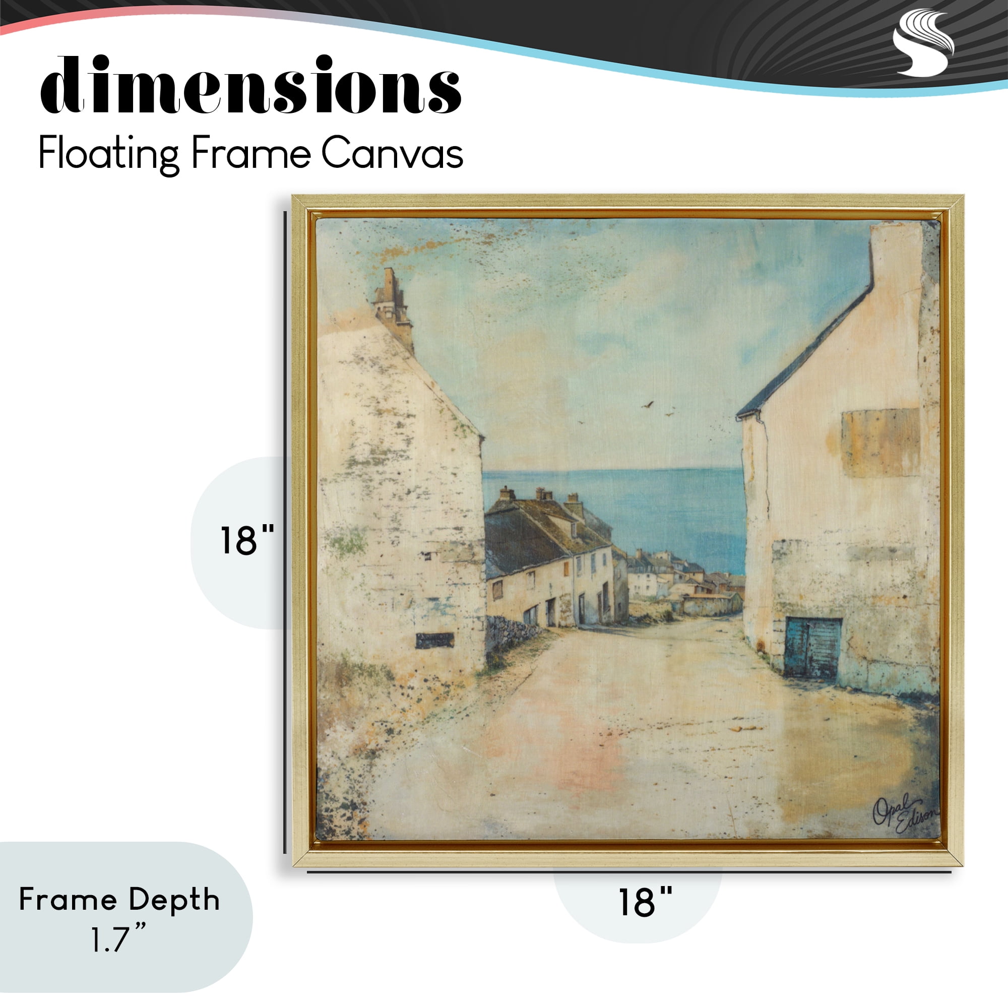 Stupell Industries Coastal Town Walk Gold Framed Floater Canvas Wall Art, design by Opal Edison