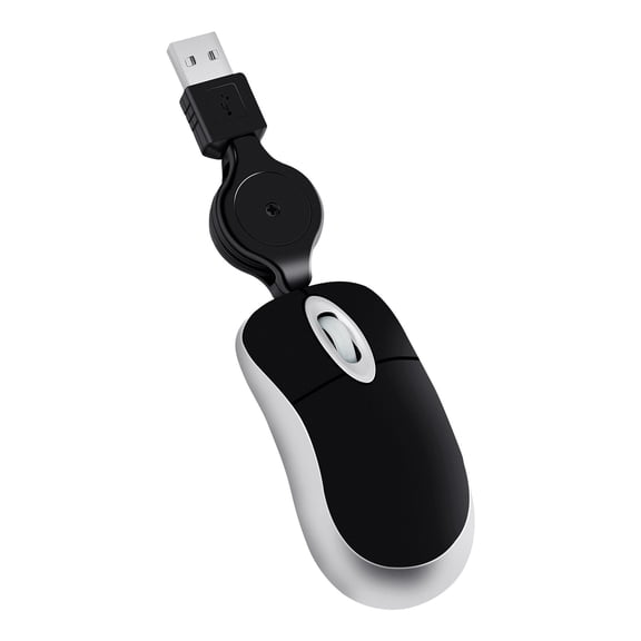 USB 2.4G Mini Retractable Optical Mouse Cute Mini Wired Mouse Retractable Cable Ergonomic Office Computer PC Notebook Gaming Mouse(Black)