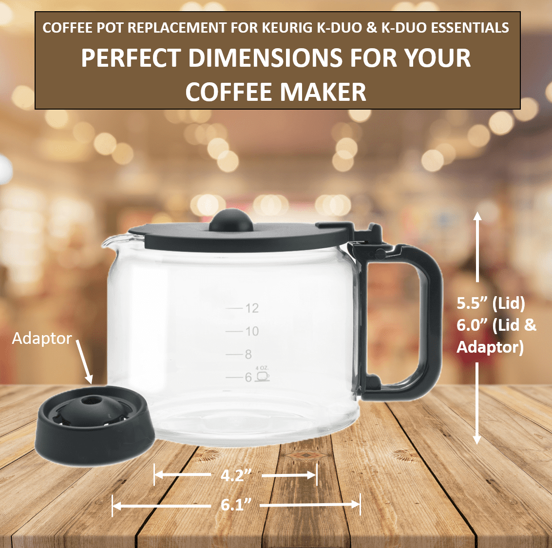 Keurig K Duo and K Duo Essentials Carafe Replacement , 12 Cup, Borosilicate Glass from Germany