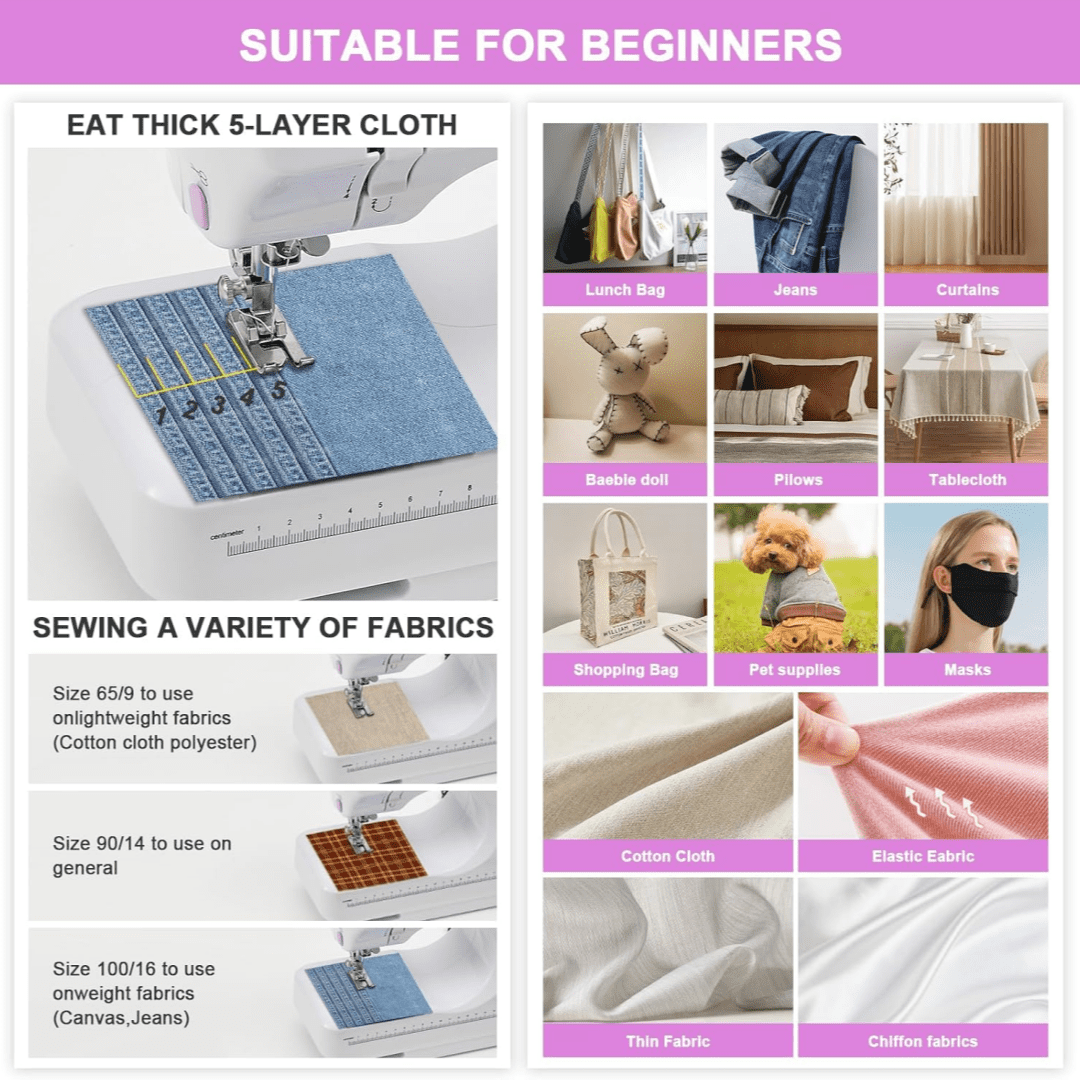 Mini sewing machine, built-in 12-needle multi-function pedal automatic sewing machine, suitable for beginners, send wife/mother/friend Valentine's Day gift