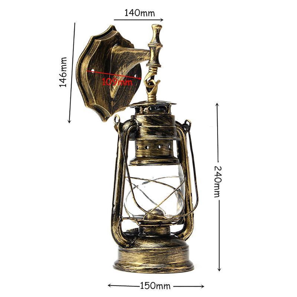 Rustic Wall Mounted Light Fixture Vintage Lantern Pendant Light Small Hanging Lighting with Glass Shade for Loft Farmhouse, Bronze