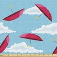 thumbnail image 1 of Umbrella Fabric by the Yard Upholstery, Illustration of Clouds Rainy Weather Raindrops Sky High Daytime Elements, Decorative Fabric for DIY and Home Accents, Dark Pink and Blue by Ambesonne, 1 of 5