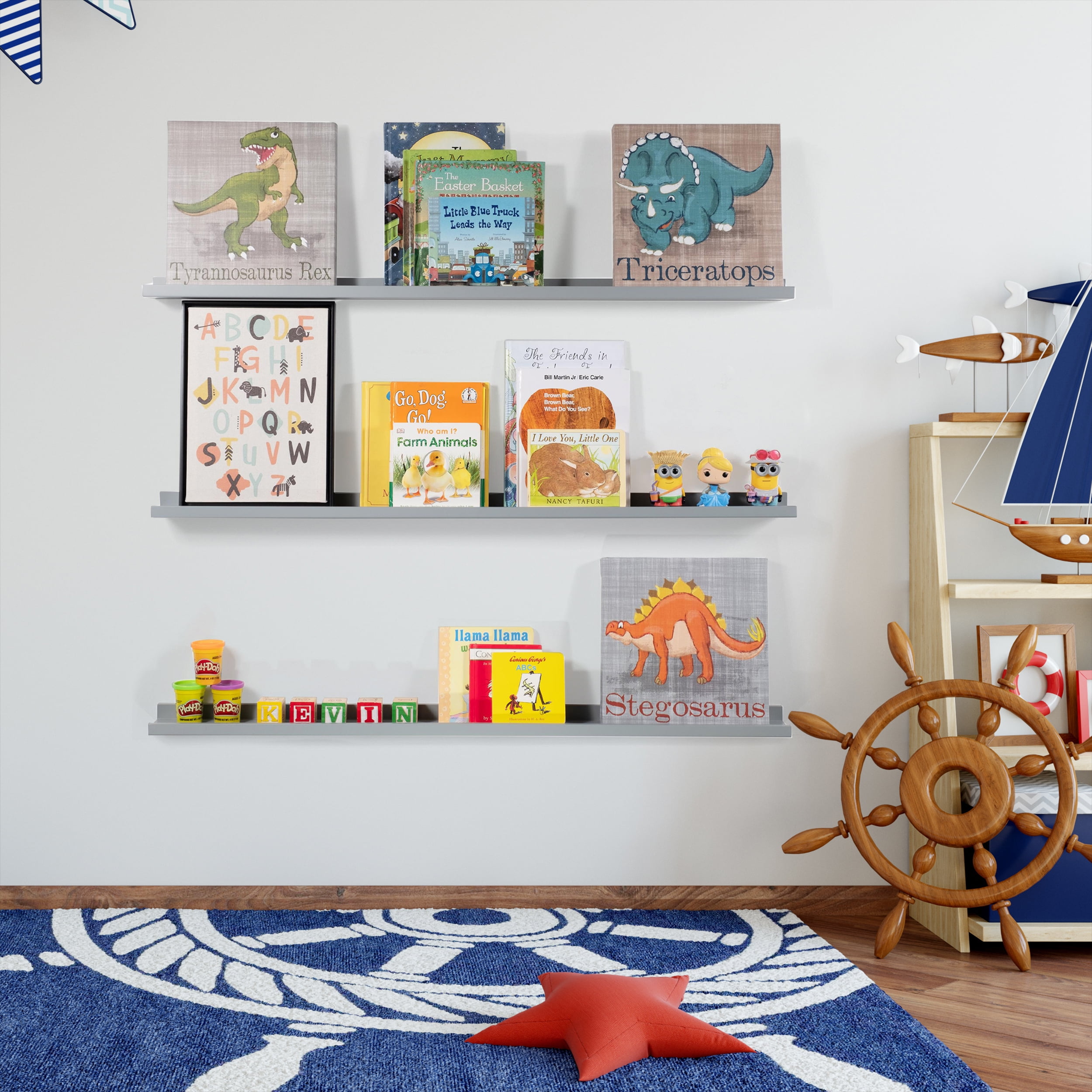 kids room floating shelves
