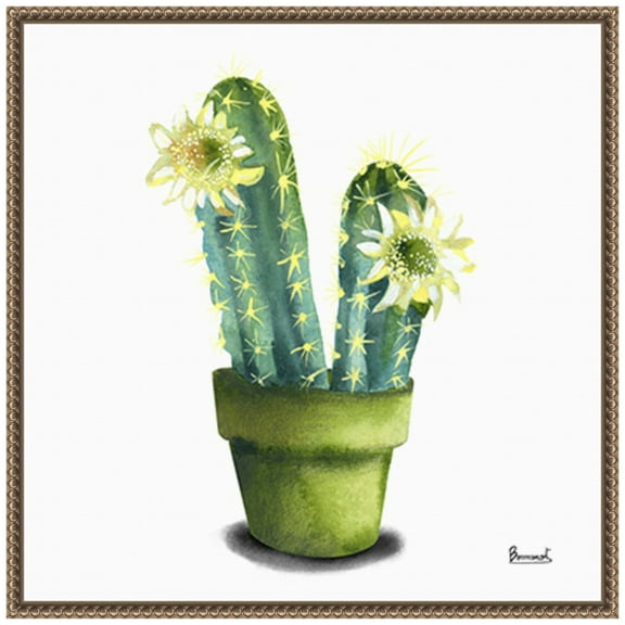 Amanti Art Cactus Flowers II Framed Canvas Wall Art Print