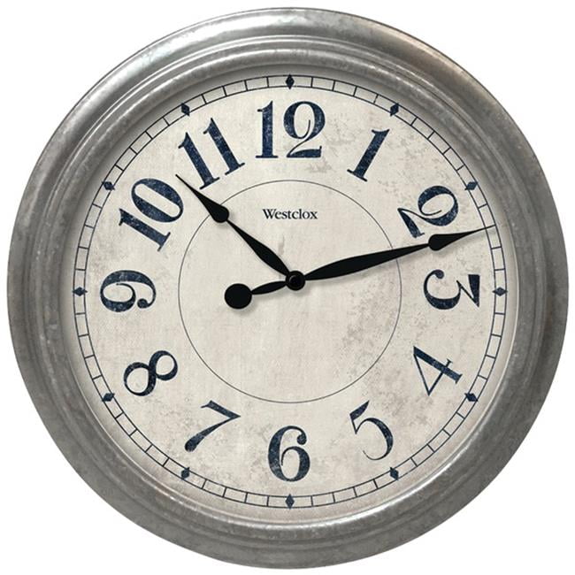 Westclox 32931 Round Galvanized Finish Wall Clock, Gray 15.5 in