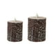 thumbnail image 2 of Set de velas LED sin llama | Textura de corteza de pino, luz parpadeante, alimentado por pilas | Tallas grandes y pequeñas, marrón | Decoración decorativa segura y sin humo para Navidad, Invierno y, 2 of 6