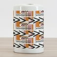 thumbnail image 2 of Geometric Ceramic Toothbrush Holder, Hand Drawn and Grunge Looking Arrows Rectangles and Squares, Decorative Versatile Countertop for Bathroom, 4.5" X 2.7", Orange Pale Pink Black, 2 of 4