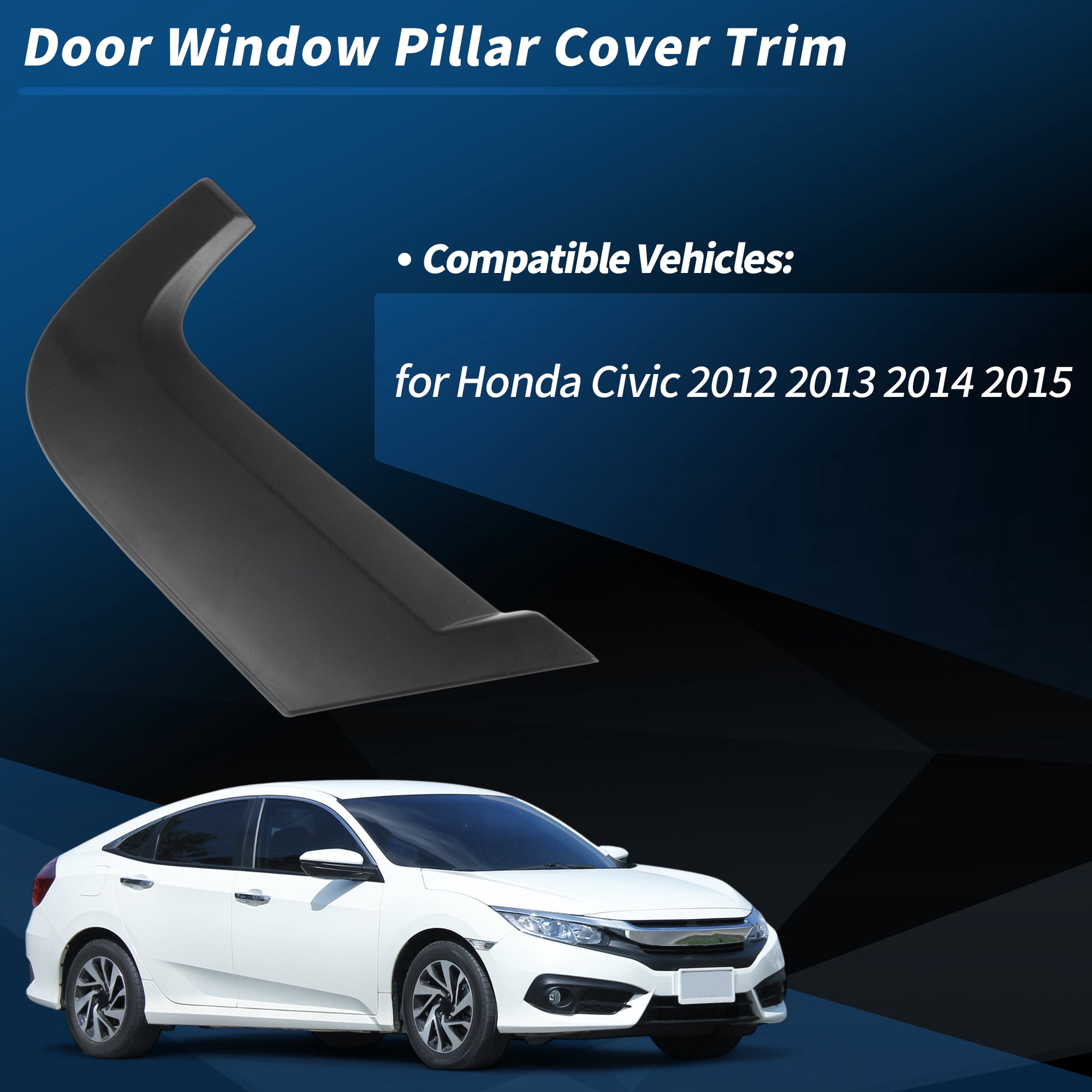 Unique Bargains Rear Left Right C Pillar Mould Trim for Honda Civic 2012-2015 Light Black