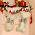 thumbnail image 5 of Dalrosia Christmas Pet Stockings Dog Bone Fish Christmas Stockings PET Burlap Stockings Fireplace Hanging Stockings with Bowknot for Dog Cat Christmas Party Decoration Gift, 5 of 5