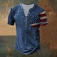 thumbnail image 2 of ADSSDQ American Flag Shirts for Men Retro Patriotic Graphic Short Sleeve Button-Down Henley Shirt Funny 4th of July T-Shirt Blue XL, 2 of 4