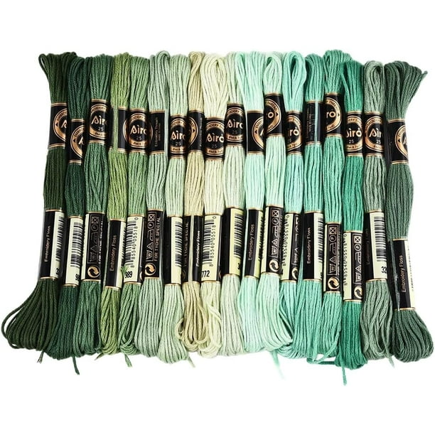 18 madejas de 6 hebras de hilo de bordar verde jaspeado, hilo para punto degradado, hilo para pulseras de la amistad, hilo para bordar, hilo a granel