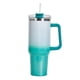 thumbnail image 1 of Vaso de 40 oz con asa y tapa con pajita, taza de viaje de acero inoxidable reutilizable y aislada que mantiene las bebidas frías, botella para agua, té helado o café, 1 of 5