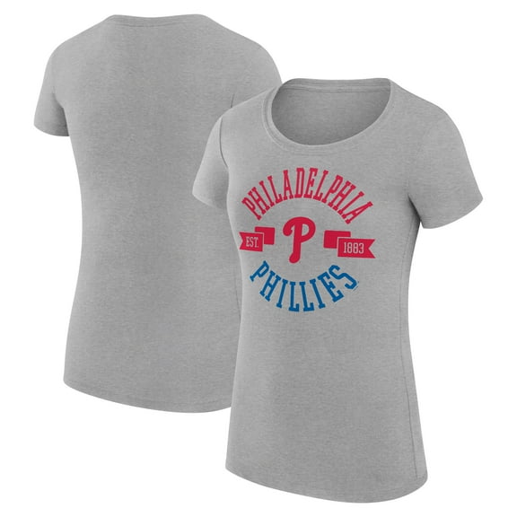 Women's G-III 4Her by Carl Banks Heather Gray Philadelphia Phillies Super-Slim Fit Lightweight City Graphic T-Shirt