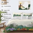 thumbnail image 4 of Tropical Green Plant Bedding 3 Piece Duvet Cover Set Queen Size, Fern Print Summer Floral Birds Soft Microfiber Comforter Cover with Zipper Closure & Pillowcases, Wrinkle & FadeResistant Quilt Cover, 4 of 9