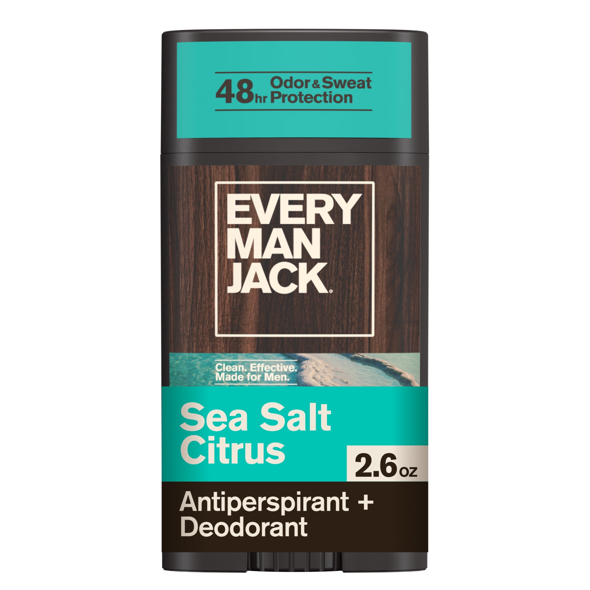Every Man Jack Men’s Sea Salt Citrus Antiperspirant Deodorant - Stay Fresh with Antiperspirant Men’s Deodorant - Odor Crushing, Long Lasting, Plant-Based, and No Harsh Chemicals - 2.6 oz