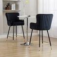 thumbnail image 2 of Dayalane 26" Velvet Bar Stools Set of 2, Modern Wingback Counter Height Stools with Gold Footrest for Kitchen Island, Dining Room, Home Bar, Black, 2 of 8