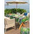 thumbnail image 6 of 52x70 Inch Outdoor Tablecloth with Umbrella Hole Zipper Rectangle Green Oil Painting Rectangular Tablecloths Outside Waterproof Modern Abstract Art Summer Tree Leaves Patio Table Cover for Picnic, 6 of 8