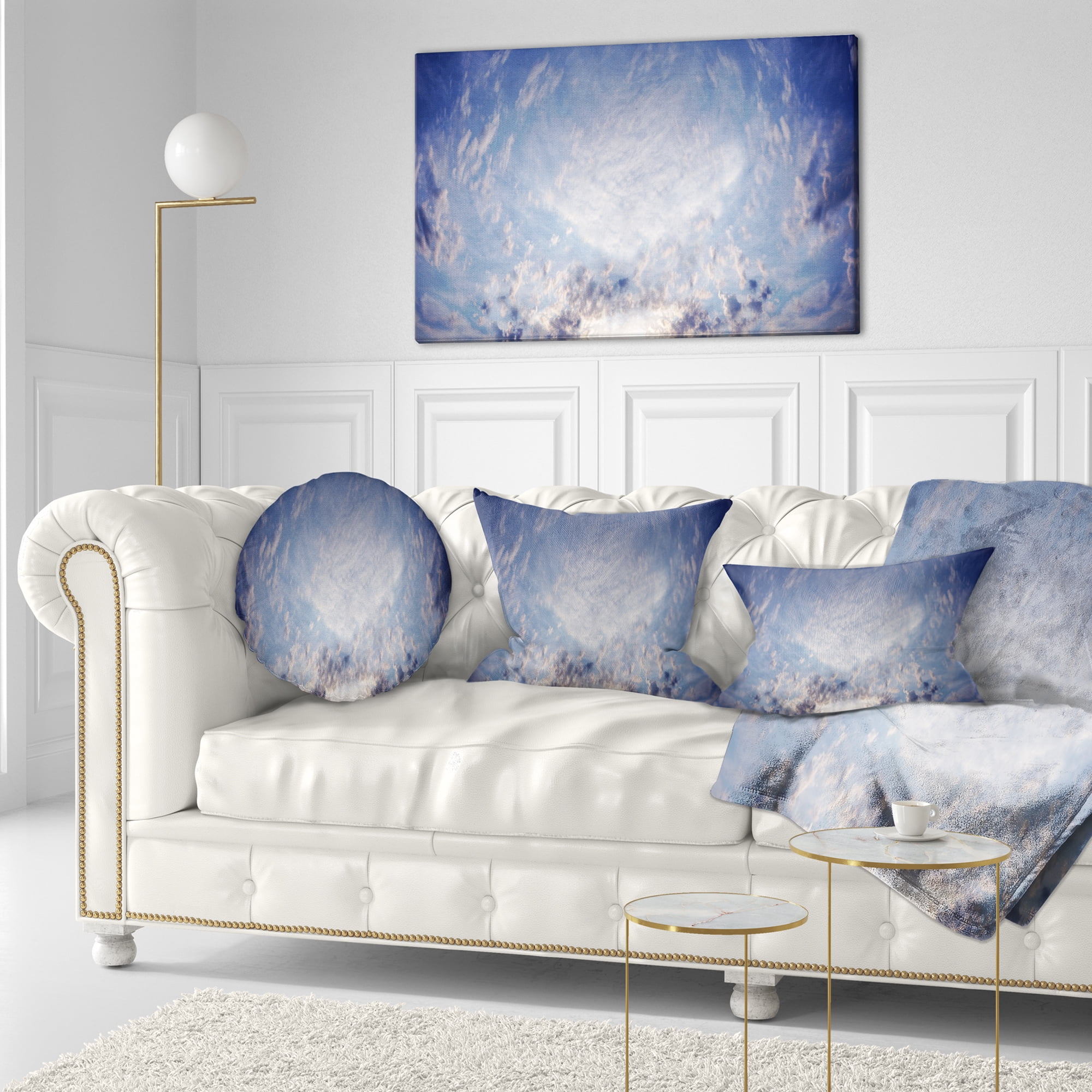 Designart Blue Celestial Landscape - Photography Throw Pillow - 12x20