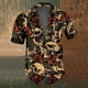 thumbnail image 2 of Camisas con estampado de calaveras vintage de verano, camisas casuales de manga corta para hombres, ropa con estampado blanco y negro, camisas holgadas con solapa de gran tamaño para hombres, 2 of 4