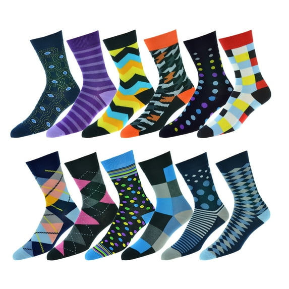 Urban Understuff Men's Fun & Bold Patterned Socks (12-Pack)