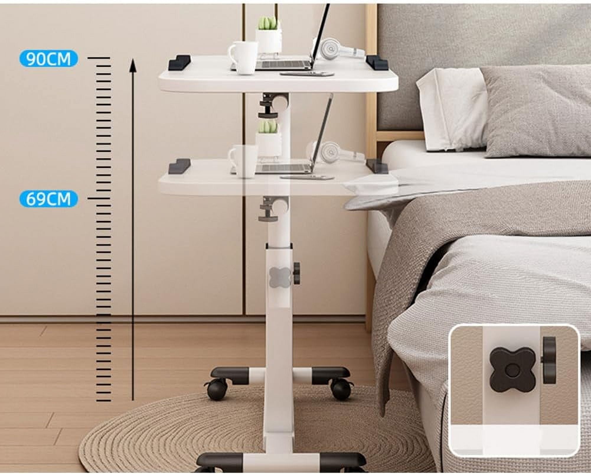 Home Medical Overbed Table with Wheels Adjustable Height, Foldable Side Table, Rolling Table Standing Desk Potable Laptop Desk Computer Workstations for Hospital Home Office