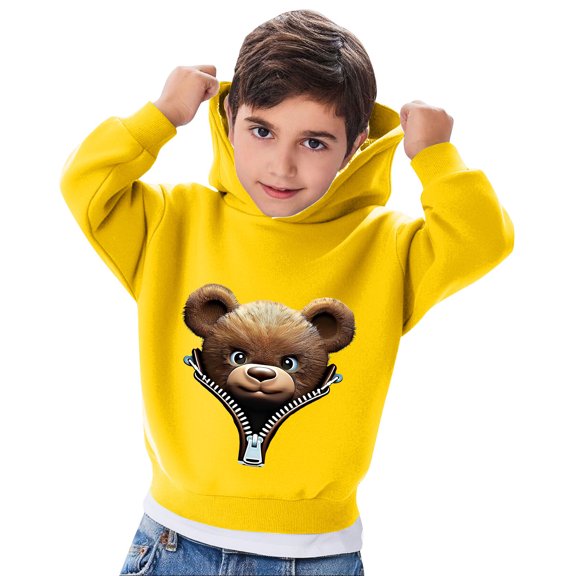 BaoFuBaoMei Travel Hoodies for Boys Girls Graphic Long Cuffed Sleeve Sweatshirt Tops Fleece Lined Loose Hooded Fall Clothing for School Daily Wear Outdoor