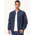 thumbnail image 2 of Cortavientos para hombre, corte slim, ligero, de manga larga, con cremallera, chaqueta bomber Azul marino S Unique Bargains Chaqueta, 2 of 5
