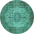 thumbnail image 1 of Ahgly Company Machine Washable Indoor Round Medallion Turquoise Blue Traditional Area Rugs, 8' Round, 1 of 4