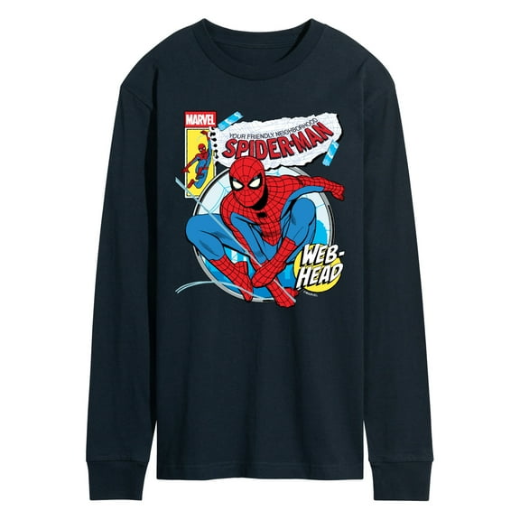 Marvel Your Friendly Neighborhood Spider-Man - Comic Book Cover - Adult Long Sleeve Graphic T-Shirt