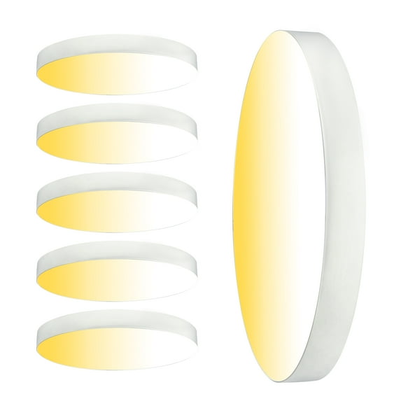 6 Pack LED Flush Mount Ceiling Light Dimmable 24W 3 Color Temperature Changing by Switch (Memory), 12 Inch Sauqre Aluminum Housing, ETL