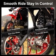 49cc 2-Stroke Gas Dirt Bike for Kids 8+, Mini Gas Powered Dirt Bike with Front & Rear Suspension, Disc Brakes, Adjustable Speed Control, Kill Switch, Pull Start, 28 MPH, Red