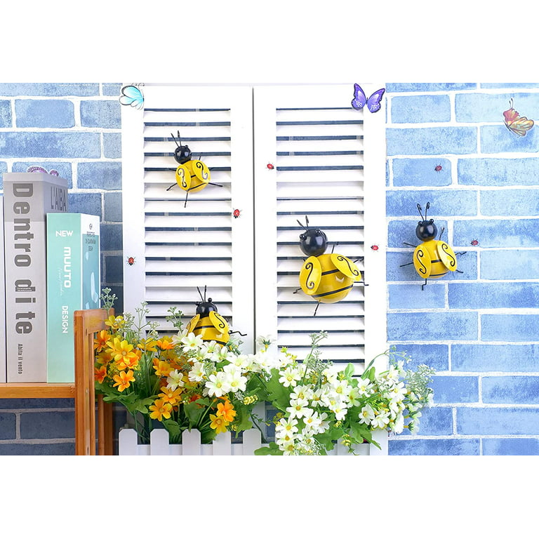 Metal Bumble Bee Decorations Wall Art Bee 3d Sculpture Bee Statue Wall  Ornament Bee Festival Furnishings For Home Garden Courtyard Decor(1pcs,  Yellow)