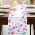 thumbnail image 3 of Table Runners 70 Inches Long Dress Scarves, Blue Pink Flowers Farmhouse Coffee/Dining/Kitchen Table Decor, Holiday Table Runner, Spring Garden Floral Watercolor 13x70 Inch, 3 of 9